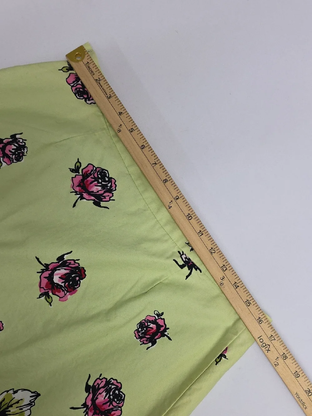 Liz Claiborne Floral A-Line Skirt Green Pink Roses Scallop Hem Gardenparty